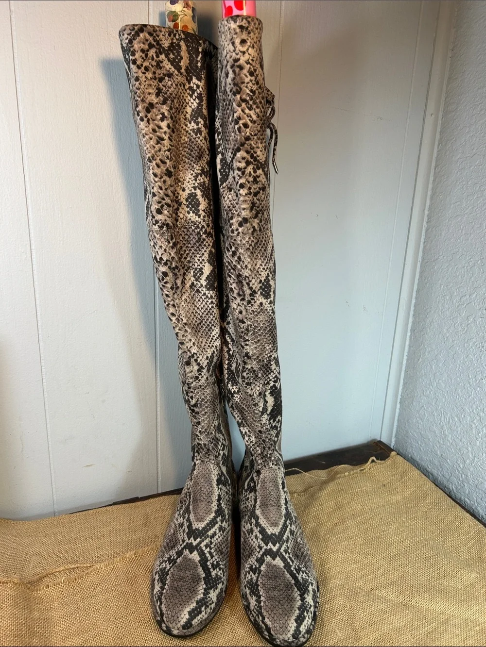Marc Fisher Over-the-Knee Snake-Print Boots